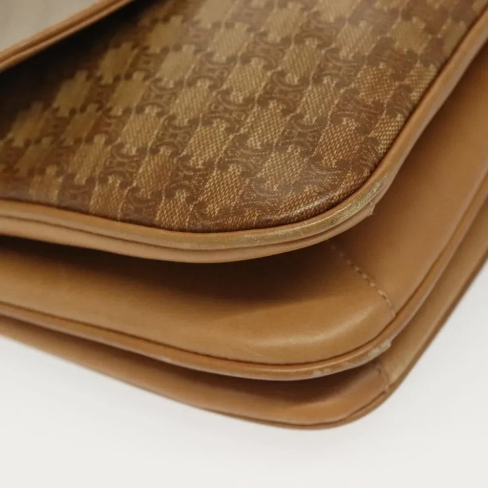 Authentic CELINE Macadam Canvas Shoulder Bag PVC Beige Gold - Picture 7 of 16